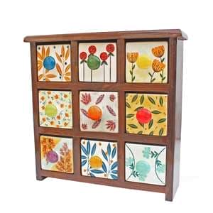  جا ادویه 9 پارچه مدل چوبی و سرامیکی