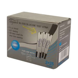 نوار تست قند خون الگانس کد 001  بسته 50 عددی