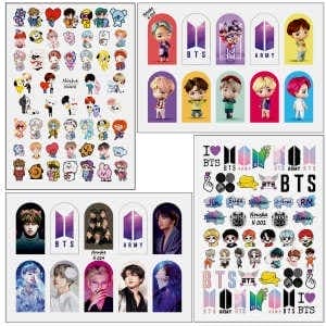 برچسب لنز ناخن مدل BTS-BT21 کد N002-N008-N024-N025 مجموعه 4 عددی