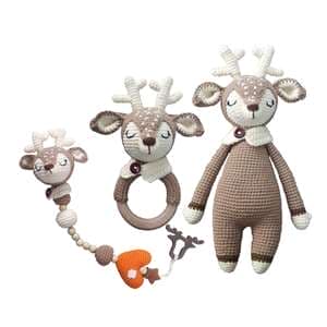 جغجغه مدل گوزن کد 02 به همراه عروسک و بند پستانک