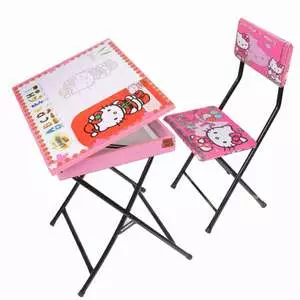 ست میز تحریر و صندلی مدل تاشو و تنظیم شو طرح کیتی کد 1