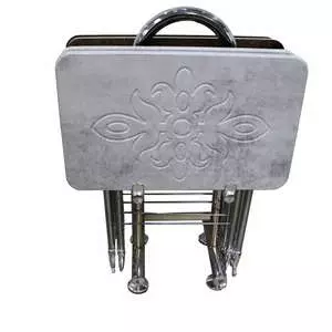 میز عسلی مدل تاشو پایه استیل مجموعه 4 عددی میز عسلی مدل تاشو پایه استیل مجموعه 4 عددی