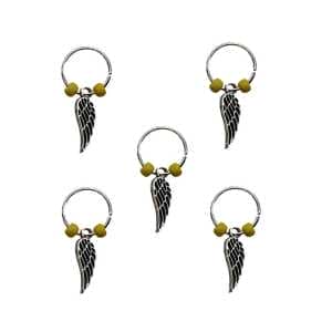 حلقه تزیینی مو زنانه طرح مهره و بال فرشته بسته 5 عددی