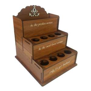 استند لوازم آرایشی چوبی مدل سه طبقه