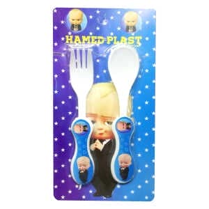 ست قاشق و چنگال کودک طرح بچه رئیس کد Boss-Smll-11