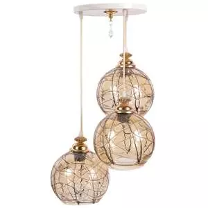 لوستر و چراغ آویز3 شعله سهیل مدل گلد 2