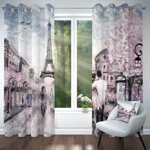 پرده پانچی مدل برج ایفل کد 4346 سایز 140x280 سانتی متر