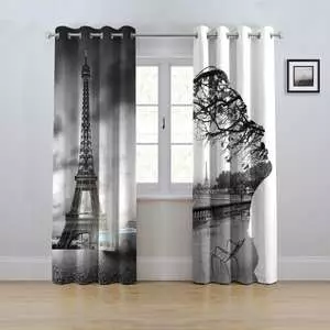 پرده مدل پانچی طرح برج ایفل سایز 280x145 سانتی متر