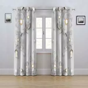 پرده مدل پانچی طرح گل سه بعدی سایز 280x145 سانتی متر