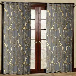 پرده مدل برگ طلا کوب مخمل پانچی کد 2694 سایز 200x140 سانتی متر