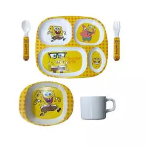 ظرف غذای کودک مدل باب اسفنجی مجموعه 5 عددی