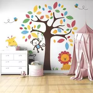 استیکر دیواری اتاق کودک مدل happy jungle استیکر دیواری اتاق کودک مدل happy jungle