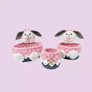 ست سبد اتاق وسایل کودک طرح خرگوشی مدل دخترانه مجموعه 3 عددی