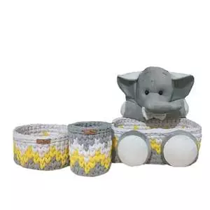 ست سبد وسایل کودک مدل دخترانه پسرانه طرح فیل مجموع 3 عددی