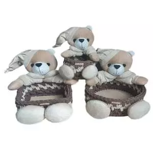 ست سبد وسایل کودک طرح عروسک خرسی مجموعه 3 عددی 