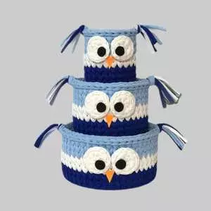 ست سبد اتاق وسایل کودک مدل خانواده جغد مجموعه 3 عددی