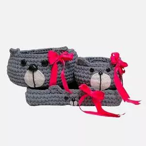 ست سبد وسایل کودک مدل خرسی پاپیونی بسته 3 عددی
