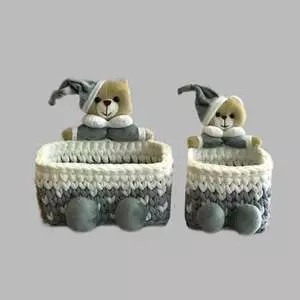 سبد وسایل کودک  طرح خرس مجموعه 2 عددی