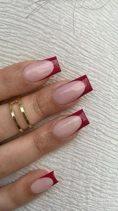 ناخن فرنچ قرمز ناخن فرنچ قرمز