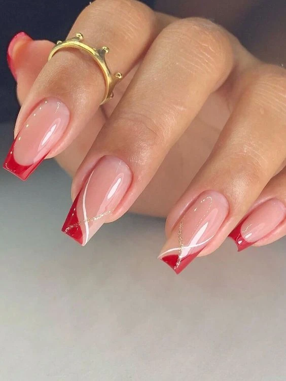ناخن فرنچ قرمز ناخن فرنچ قرمز