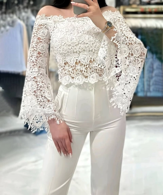 کراپ مجلسی آستین بلند دخترانه کراپ مجلسی آستین بلند دخترانه