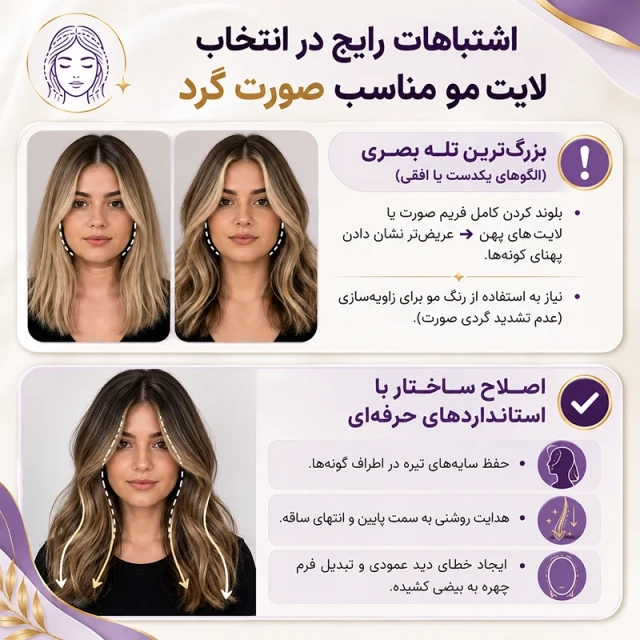 اشتباهات رایج در انتخاب لایت مو مناسب صورت گرد