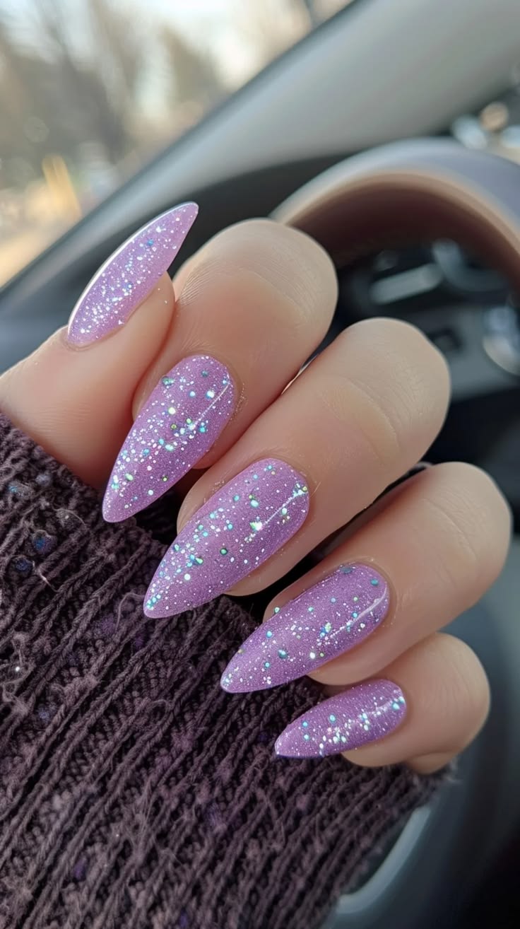 ناخن ژله‌ای بنفش و یاسی